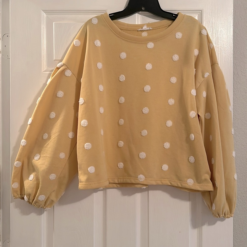 Pom Pom and Balloon Sleeved Sweatshirt